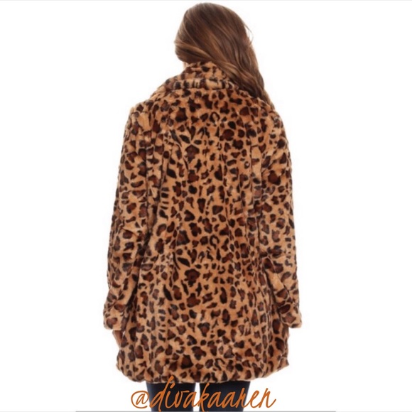LEOPARD FAUX FUR COAT Animal Print Teddy - Picture 3 of 8